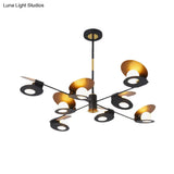 Contemporary Mussel-Shaped Ceiling Chandelier: 6/8-Bulb Living Room Suspension Lamp In Blue/Black &