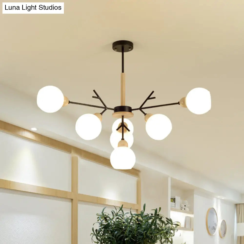 Contemporary Opal Glass Branch Chandelier - 7/13 Lights Pendant For Restaurants