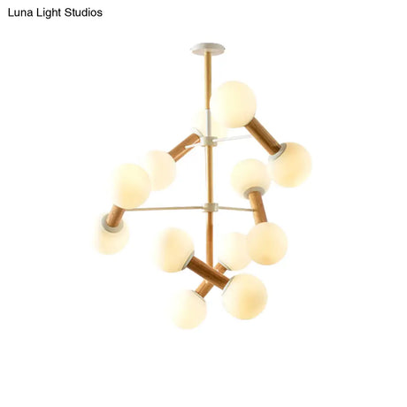 Contemporary Opal Glass Sphere Chandelier Multi-Head Pendant Lighting For Study Room
