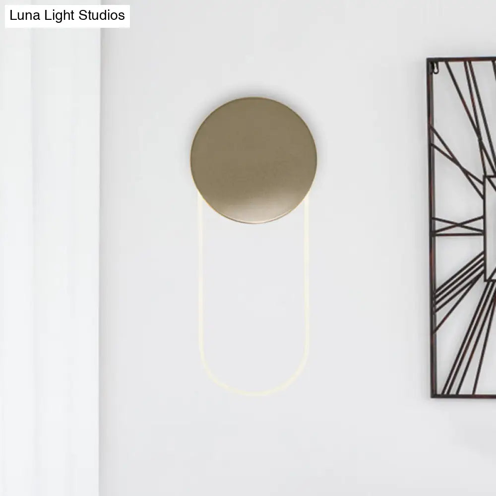 Contemporary Oval Wall Lamp With Led Acrylic Light Fixture And Gold Metal Shade For Bedrooms