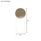 Contemporary Oval Wall Lamp With Led Acrylic Light Fixture And Gold Metal Shade For Bedrooms