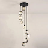 Contemporary Prismatic Crystal Cluster Pendant Light For Stairs 9 / Black