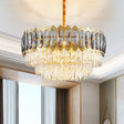 Contemporary Prismatic Silver Drum Chandelier - Crystal Pendant Light (6 Heads)