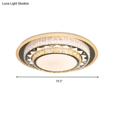 Contemporary Rectangle - Cut Crystal Flush Mount Ceiling Light In White Led