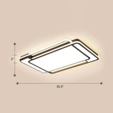 Contemporary Rectangular Ceiling Lamp: Sleek Led Flush Mount In Black For Living Room / 35.5’