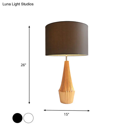 Contemporary Resin Teardrop Night Light Table Lamp With Round Fabric Shade