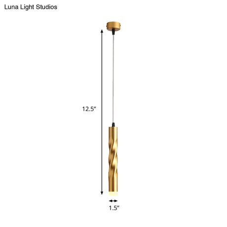 Contemporary Rope Shape Mini Pendant Lamp - Modern Metal Design With Gold Finish For Stair Kitchen
