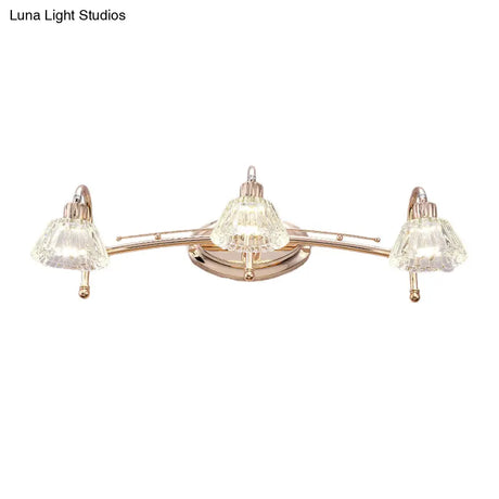 Contemporary Rose Gold Wall Vanity Light With Crystal Shade - 2/3 Bulbs
