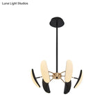 Contemporary Rotatable Oval Chandelier Acrylic 4/6 Heads Black Ceiling Pendant for Dining Room 18’’/21.5’’ Wide