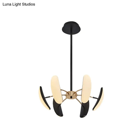 Contemporary Rotatable Oval Chandelier Acrylic 4/6 Heads Black Ceiling Pendant for Dining Room 18’’/21.5’’ Wide