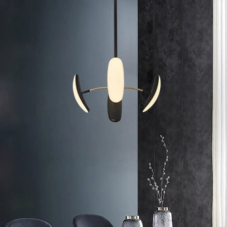Contemporary Rotatable Oval Chandelier Acrylic 4/6 Heads Black Ceiling Pendant for Dining Room 18’’/21.5’’ Wide Black