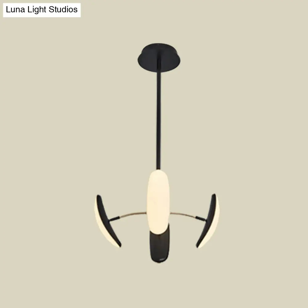 Contemporary Rotatable Oval Chandelier Acrylic 4/6 Heads Black Ceiling Pendant for Dining Room 18’’/21.5’’ Wide