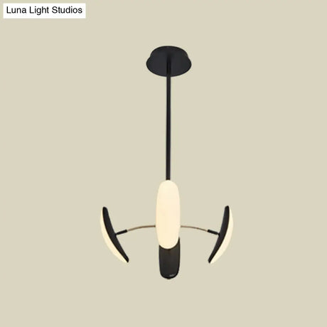 Contemporary Rotatable Oval Chandelier Acrylic 4/6 Heads Black Ceiling Pendant for Dining Room 18’’/21.5’’ Wide