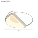 Contemporary Round Acrylic Flush Mount Lamp Led 18’/21.5’ Wide White/Pink/Blue For Bedroom In