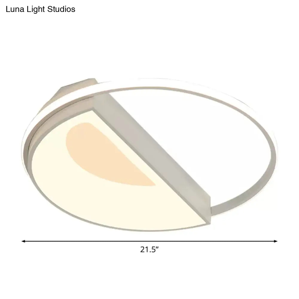 Contemporary Round Acrylic Flush Mount Lamp Led 18’/21.5’ Wide White/Pink/Blue For Bedroom In