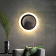 Contemporary Round Wall Sconce Light - Black Metal Led Lamp Warm/White / Warm