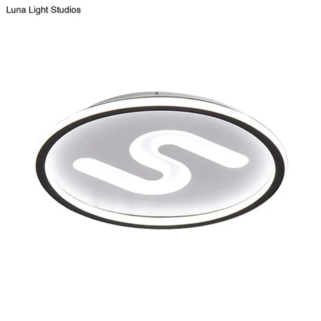 Contemporary S - Shaped Acrylic Ceiling Light Fixture - Black/Gold Led Flush Mount With Warm/White