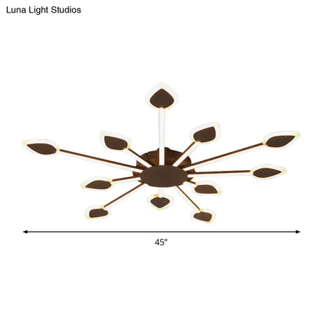 Contemporary Sputnik Flush Light In Brown Acrylic - 5/11 Heads 29.5’/45’ Wide Warm/White Close