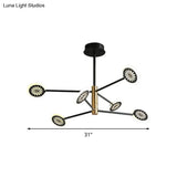 Contemporary Sputnik Pendant Light 6/8 Heads Black Metal Chandelier For Living Room