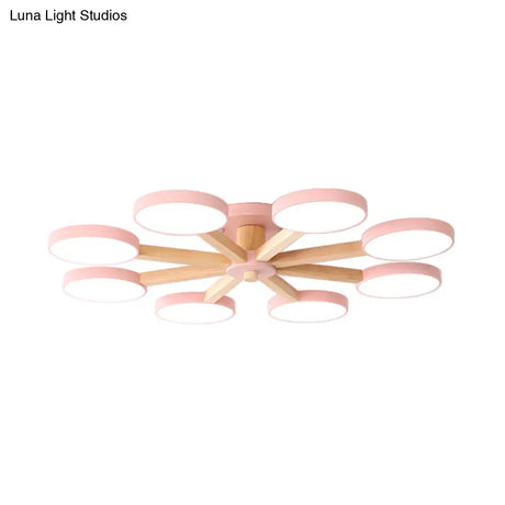 Contemporary Sputnik Semi Flush Ceiling Lamp With 6/8 Metal Heads In Pink/Blue - Ideal For Bedrooms
