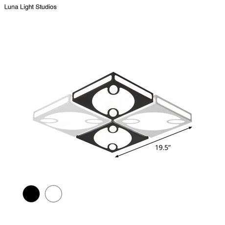 Contemporary Square Ceiling Mounted Light With Oval Pattern 19.5’/23.5’ W Led Flush Mount Lamp