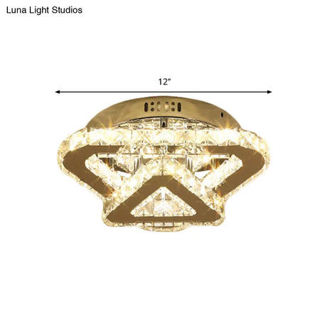 Contemporary Stainless - Steel Led Semi Flush Mount Ceiling Lamp With Clear Crystal Blocks