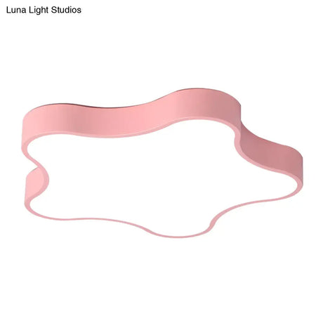Contemporary Star Flush Mount Light Fixture - 1-Light Metal Ceiling Pink / 16.5 White