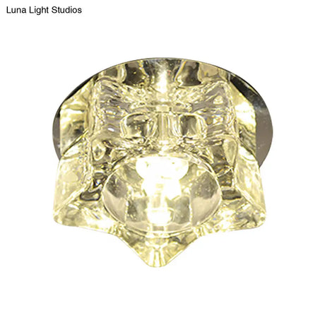 Contemporary Star - Shape Led Ceiling Fixture With Clear Crystal Accents - Warm/White/Multi Color
