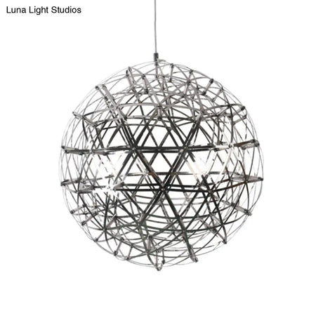 Contemporary Steel Firework Chandelier With Led Chrome Ceiling Lamp - Orbit Shade 8/12 Dia