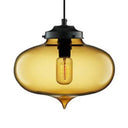 Contemporary Teardrop Hanging Pendant Light - 1 Glass Red/Brown/Blue Ceiling Fixture Amber