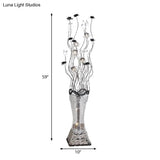 Contemporary Torch-Like Led Floor Light With Curvy Arm And Floret Decor In Black/Silver