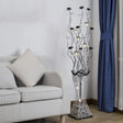 Contemporary Torch-Like Led Floor Light With Curvy Arm And Floret Decor In Black/Silver Black-Silver