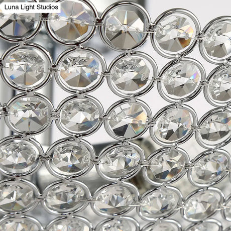 Contemporary Triple Light Chrome Flush Mount Ceiling With Clear K9 Crystal Bowl