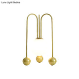 Contemporary U-Shaped Metal Table Lamp With Opal Glass Shade - Black/Gold Warm/White Light 1 Bulb
