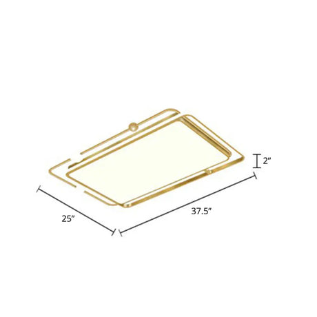 Contemporary Ultrathin Gold Flush Mount Led Ceiling Light For Bedroom / Third Gear Rectangle