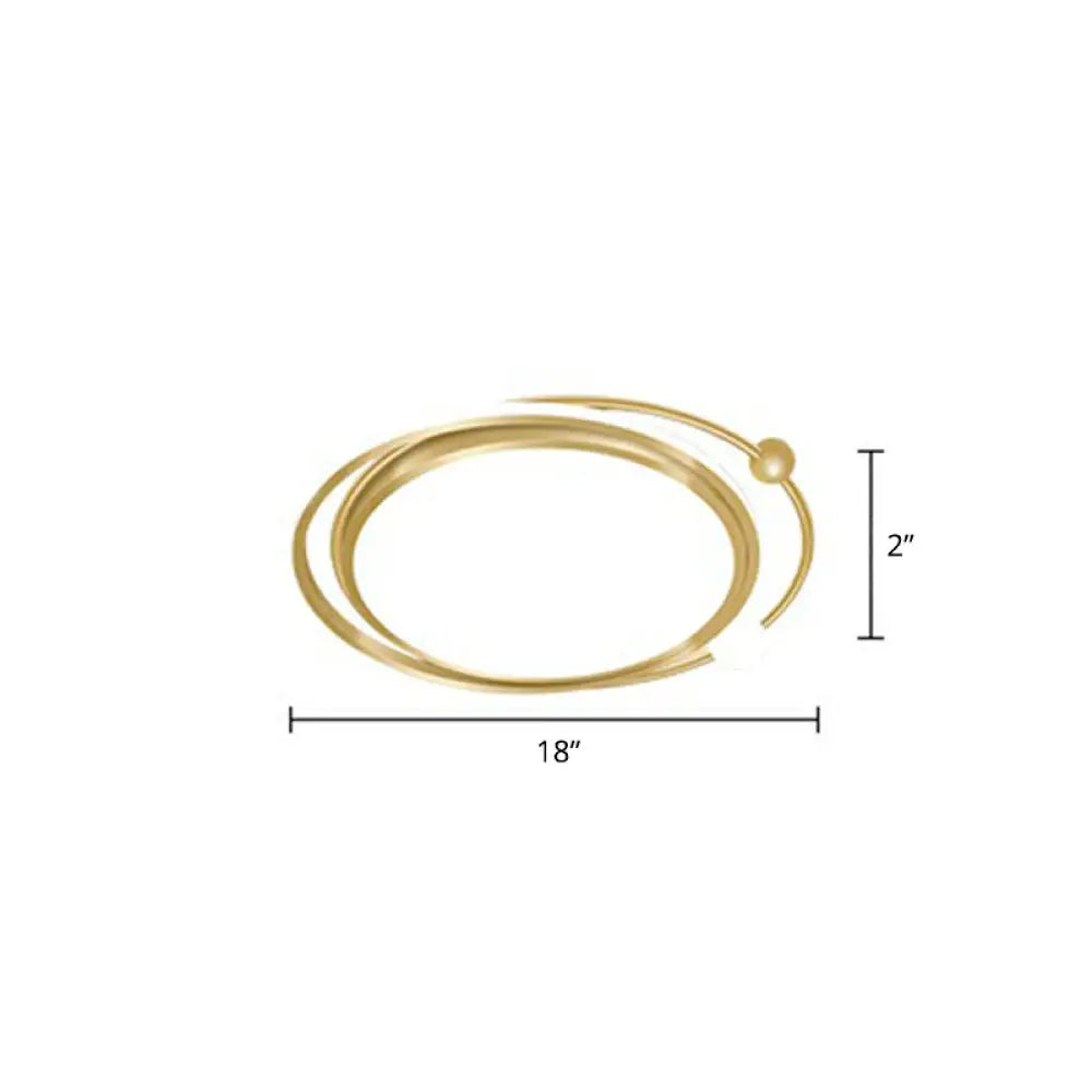 Contemporary Ultrathin Gold Flush Mount Led Ceiling Light For Bedroom / White Round