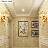 Contemporary Wall Mounted Lamp With Metallic Gold Finish And Geometrical Glass Shade