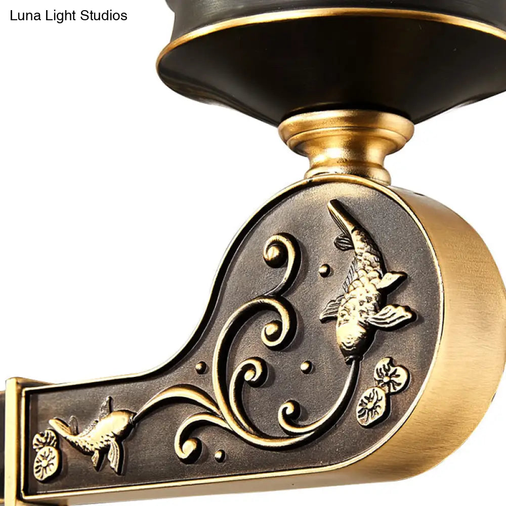 Contemporary Wall Mounted Light With Clear Textured Glass - Brass Finish