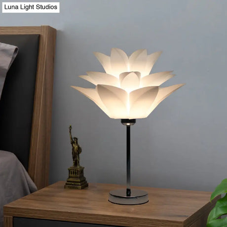 Contemporary White Bedroom Nightstand Light - Flower Acrylic Shade Table Lamp
