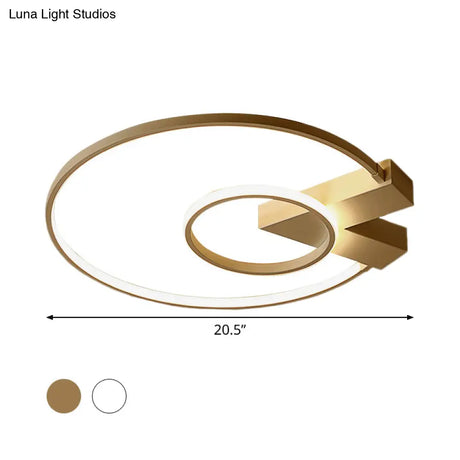 Contemporary White/Gold Led Ceiling Flush Mount With Chic 2 - Circle Design