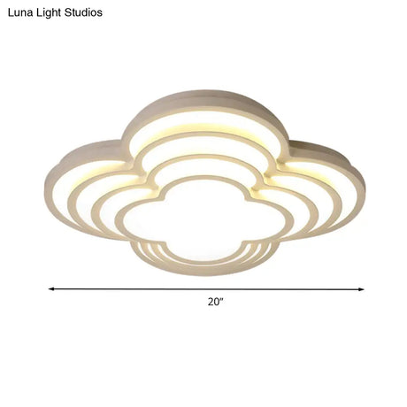 Contemporary White Led Flower Ceiling Light Fixture - Multi - Tier Acrylic Design