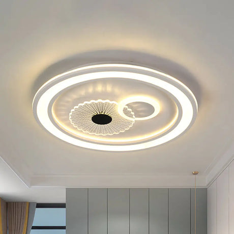 Contemporary White Led Flushmount For Bedroom With Acrylic Shade / A