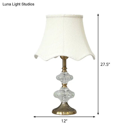 Contemporary White Night Table Lamp With Flare Shade For Bedroom