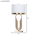 Contemporary White Nightstand Lamp With Fabric Cylinder Shade - Perfect For Bedroom Tables