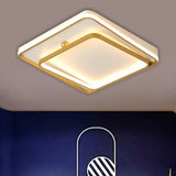 Contemporary White Square Frame Ceiling Led Flush Mount Lamp 19.5 Wide - Warm/White Light