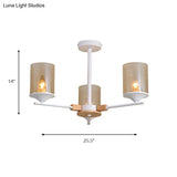 Contemporary Wood Cognac Chandelier - Cylinder Shade 3/6 Heads Lighting For Living Room