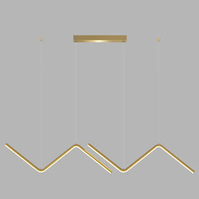 Contemporary Zigzag Pendant Led Light Fixture With Metal Suspension Gold / White