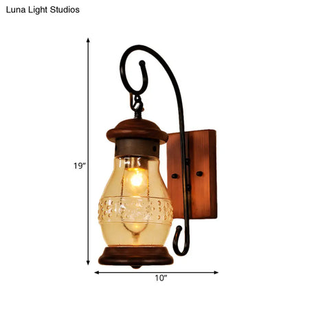 Copper Bottle Wall Sconce Light With Industrial Tan Glass - Bedroom Lamp