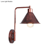 Copper Industrial Wall Sconce With Cone/Dome/Wide Flare Shade - Stylish Dining Room Light Fixture