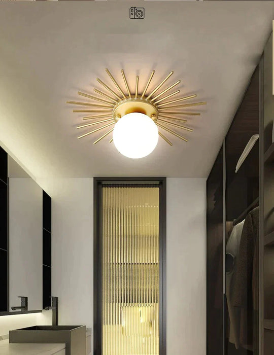 Corridor Lights Aisle Creative Nordic Minimalist Modern Balcony All Copper Crystal Ceiling Home